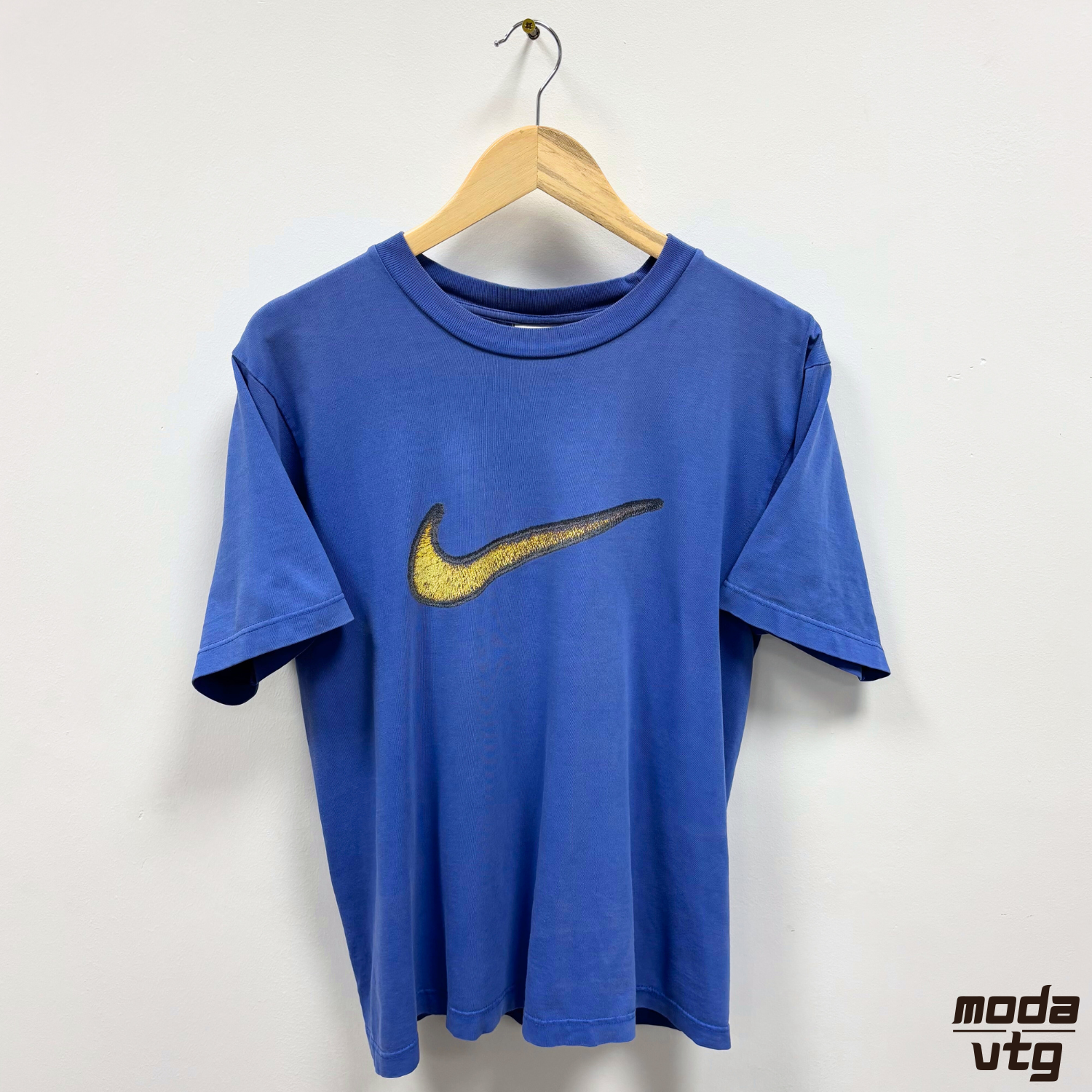 Vintage 90s Nike T-Shirt Blue Small Holiday Summer Swoosh
