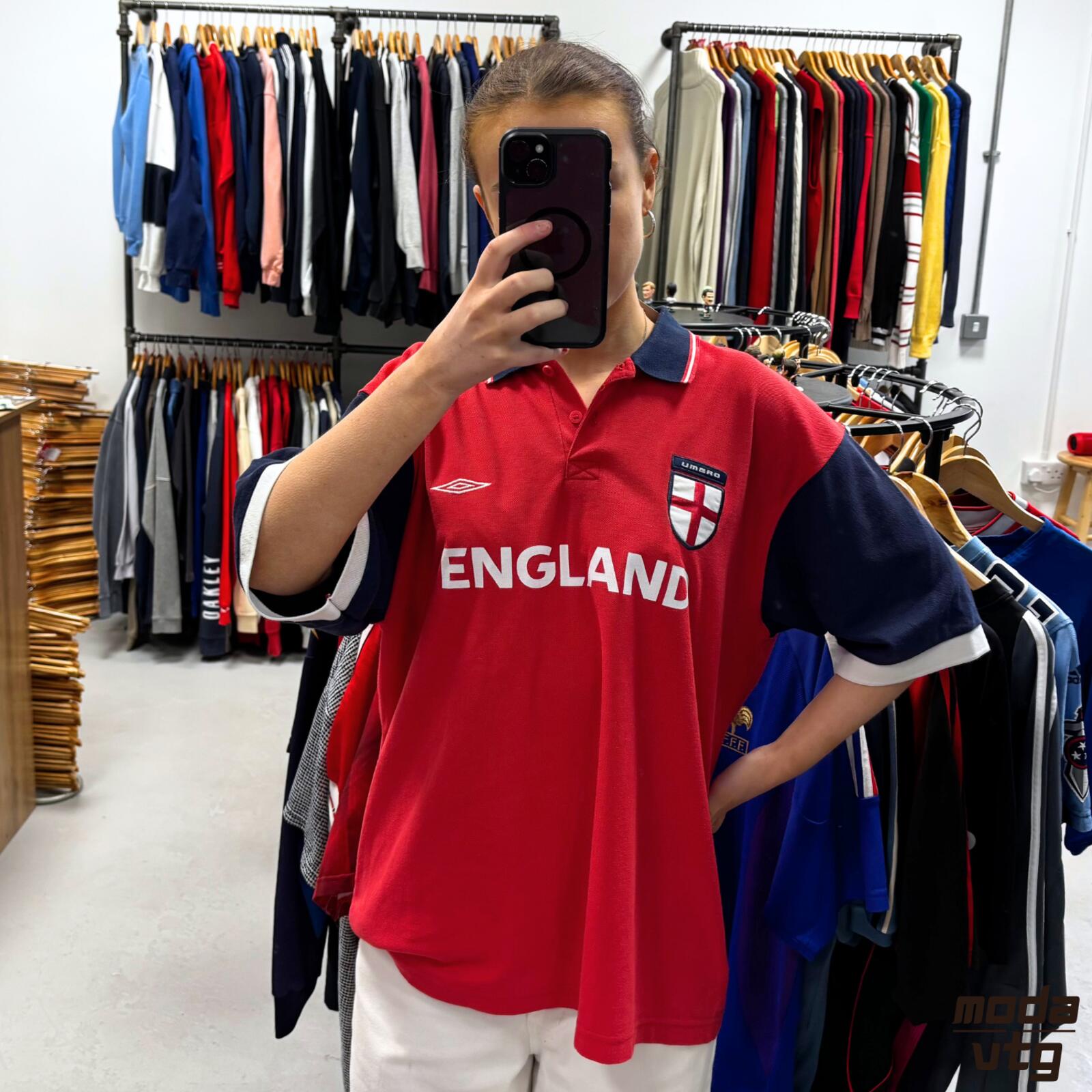 Vintage Y2K England Polo Red XL Retro Unisex Umbro