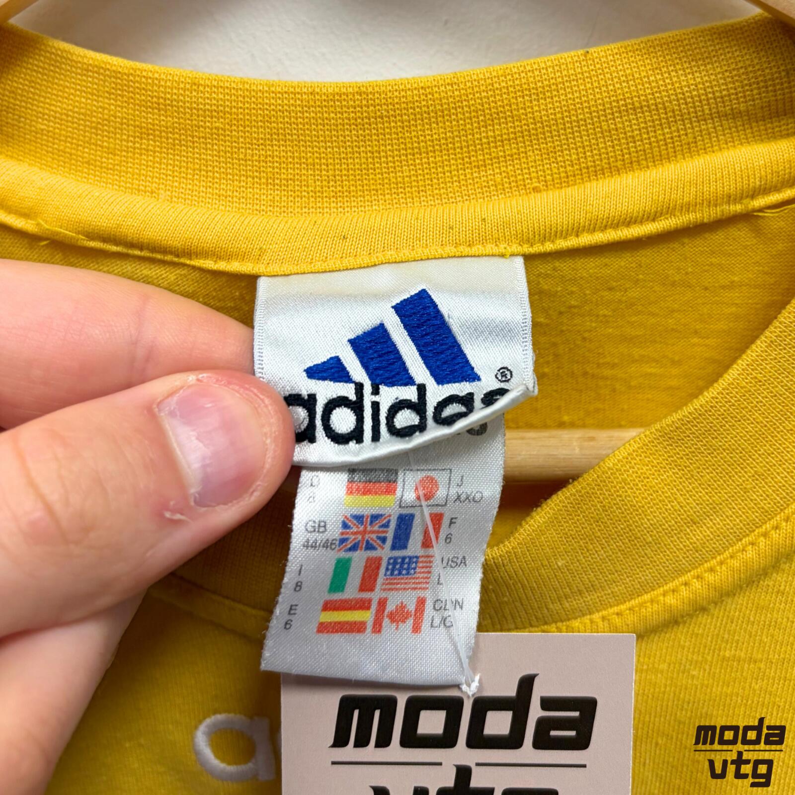 Vintage 90s Adidas T-Shirt Yellow XL Retro