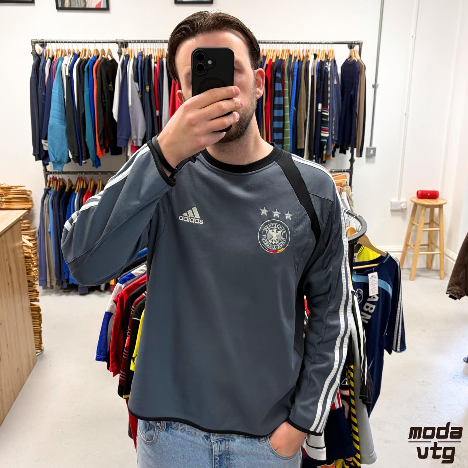 Vintage 2002 Germany Sweatshirt Grey Large Adidas Unisex Retro