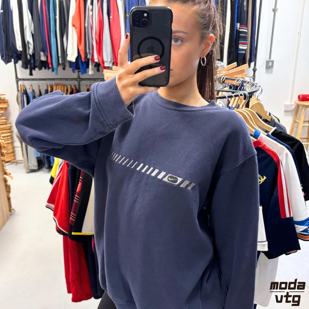 Vintage Y2K Nike Sweatshirt Navy Large Retro Unisex