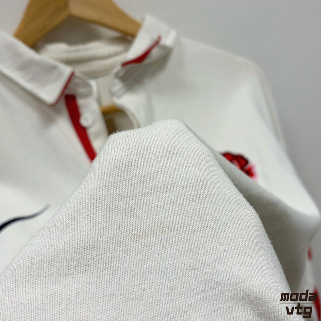 Vintage 1997/99 England Rugby Polo White Large Retro Unisex Nike