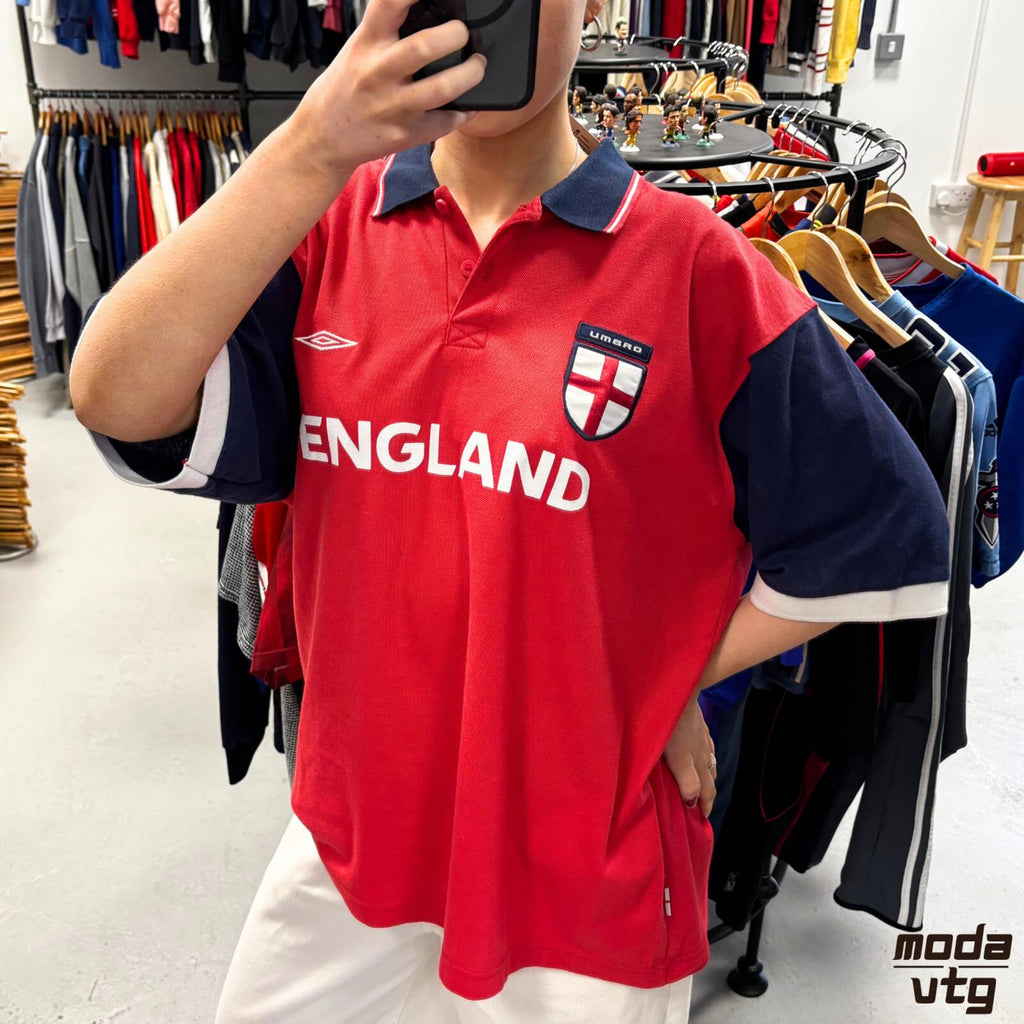 Vintage Y2K England Polo Red XL Retro Unisex Umbro