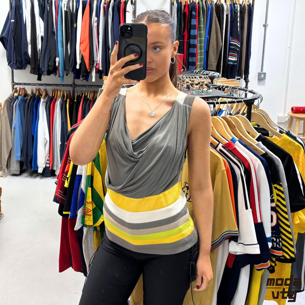 Vintage Y2K Karen Millen Draped Top Grey Medium Summer