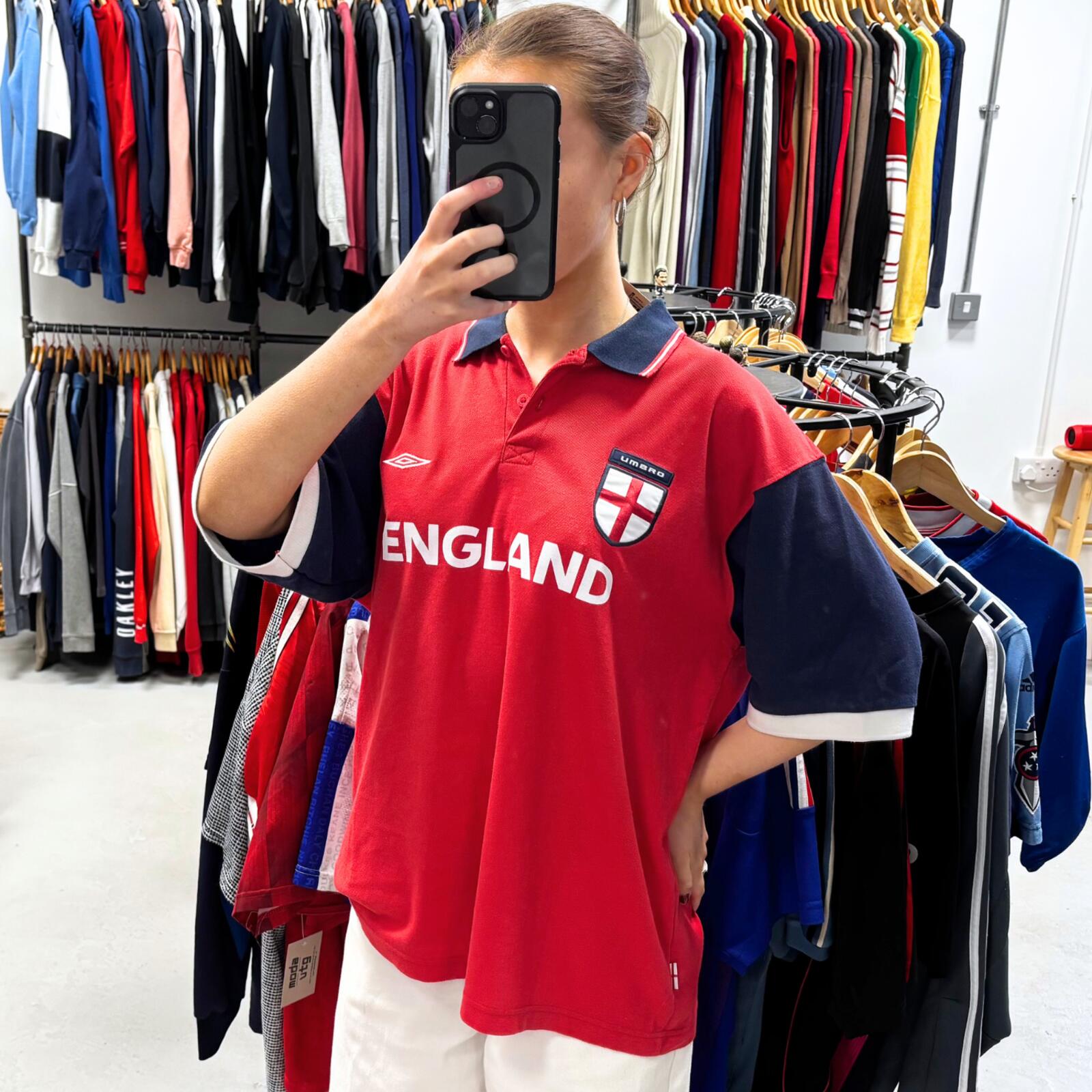 Vintage Y2K England Polo Red XL Retro Unisex Umbro