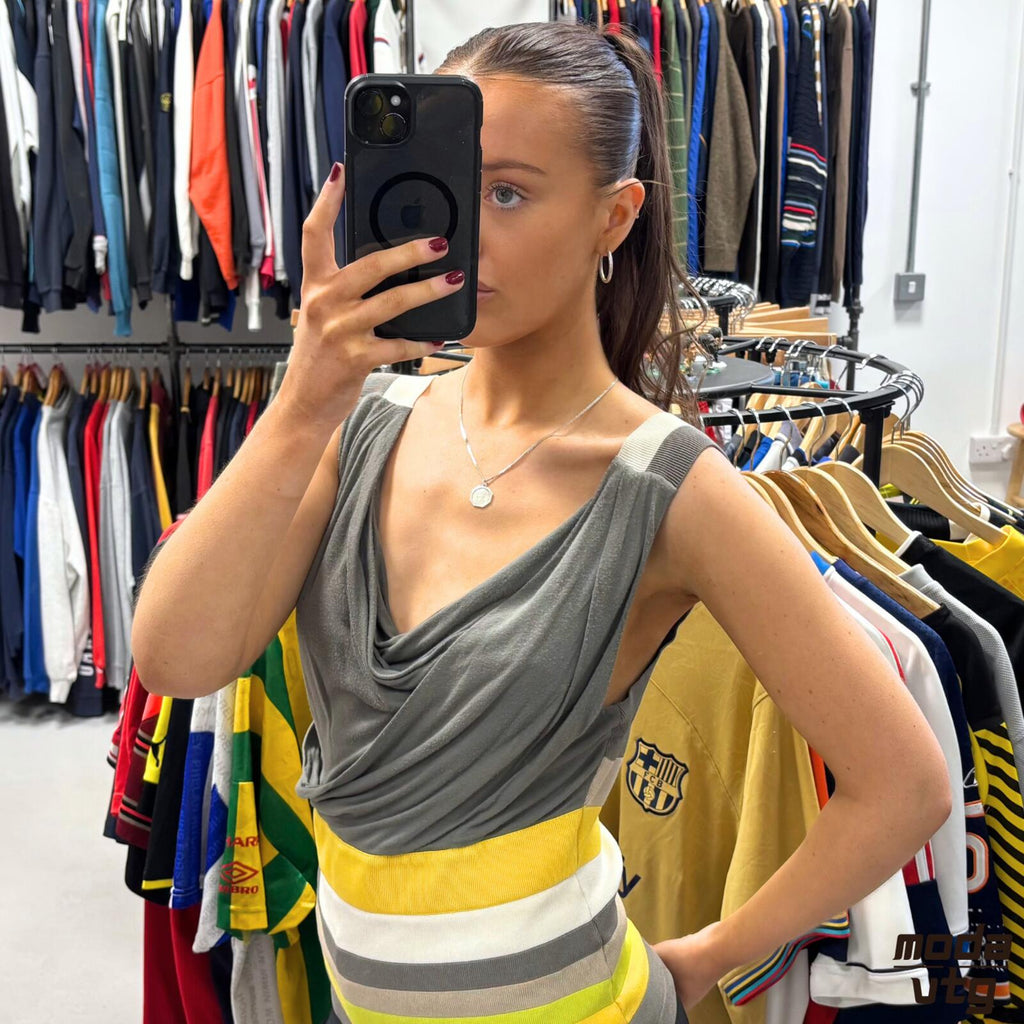 Vintage Y2K Karen Millen Draped Top Grey Medium Summer
