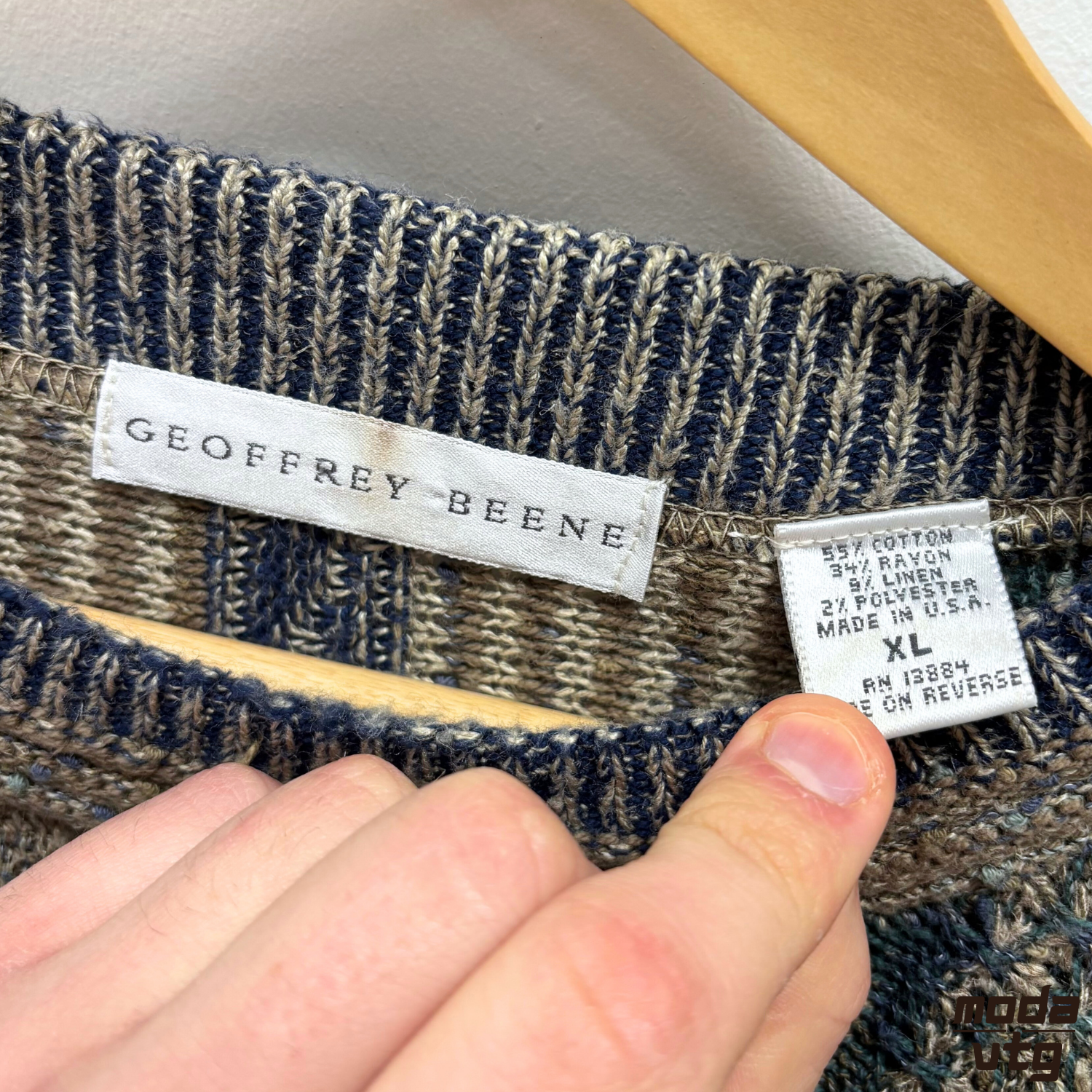 Vintage 90s Coogi Style Knitted Jumper XL Geoffrey Beene Made In USA