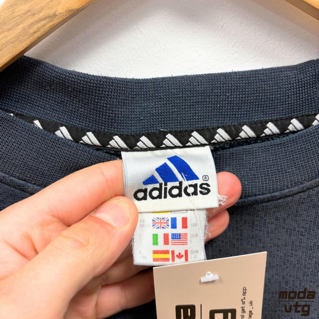 Vintage 90s Adidas Sweatshirt Navy Medium Retro Unisex Boxy
