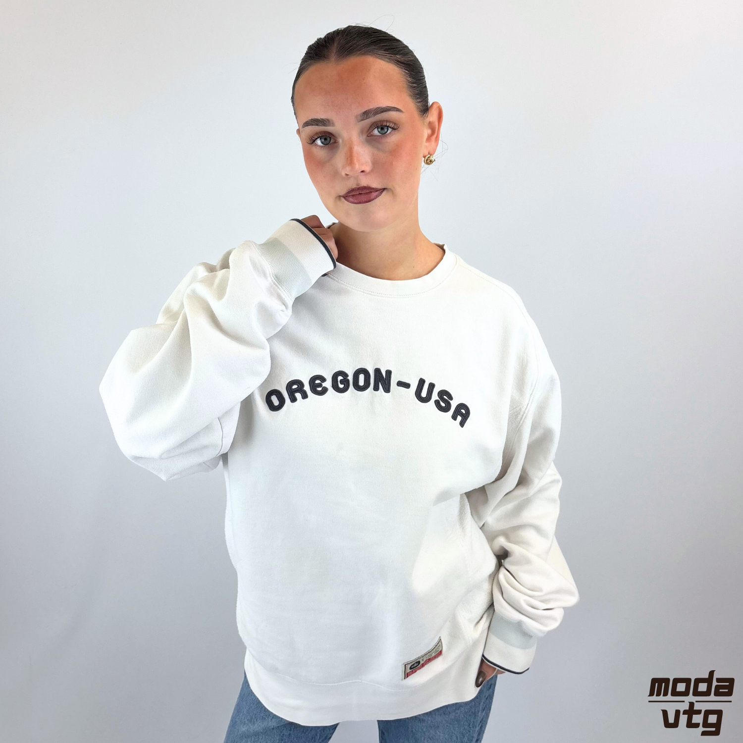 Vintage Y2K Nike Sweatshirt White Large