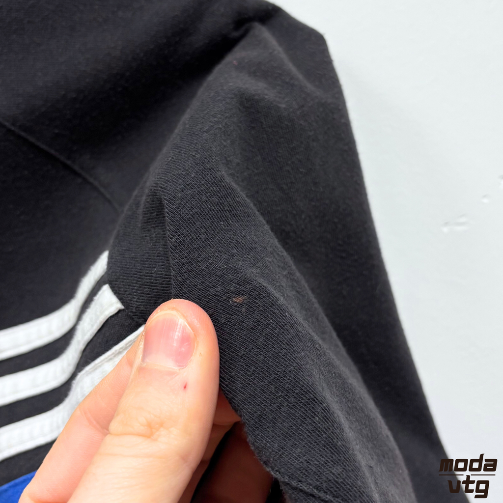 Vintage 90s Adidas T-Shirt Blue Black Medium Holiday Summer
