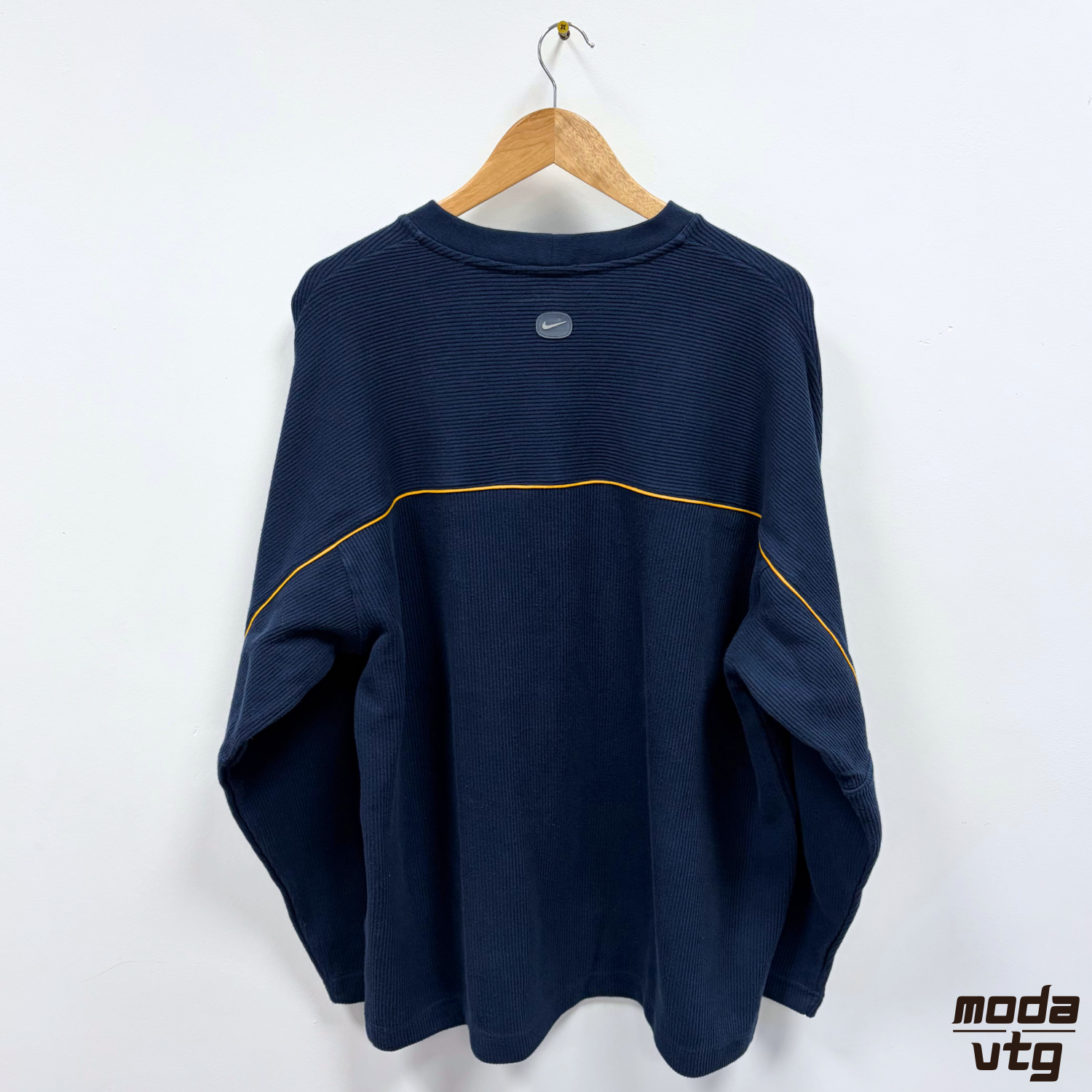 Vintage Y2K Nike Knitted Jumper Navy XL Retro Ribbed BNWT Deadstock