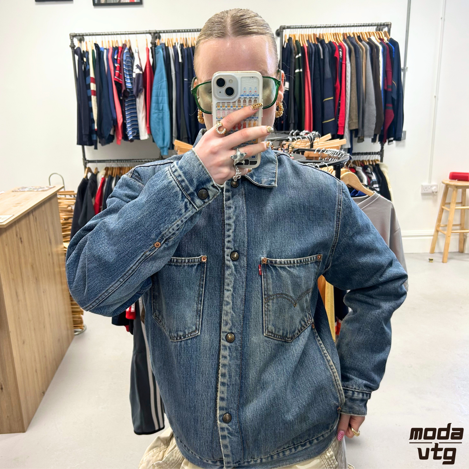Vintage Y2K Levi’s Chore Jacket Blue Medium Denim Retro Unisex