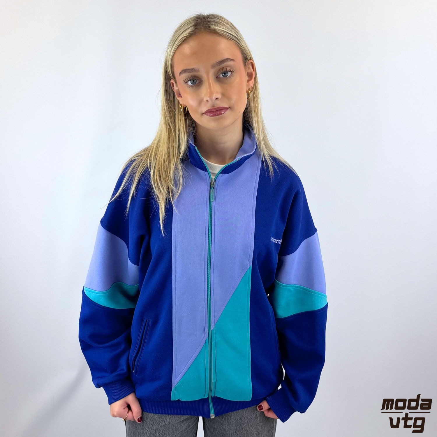 Vintage 80s Adidas Track Jacket Purple Large Retro