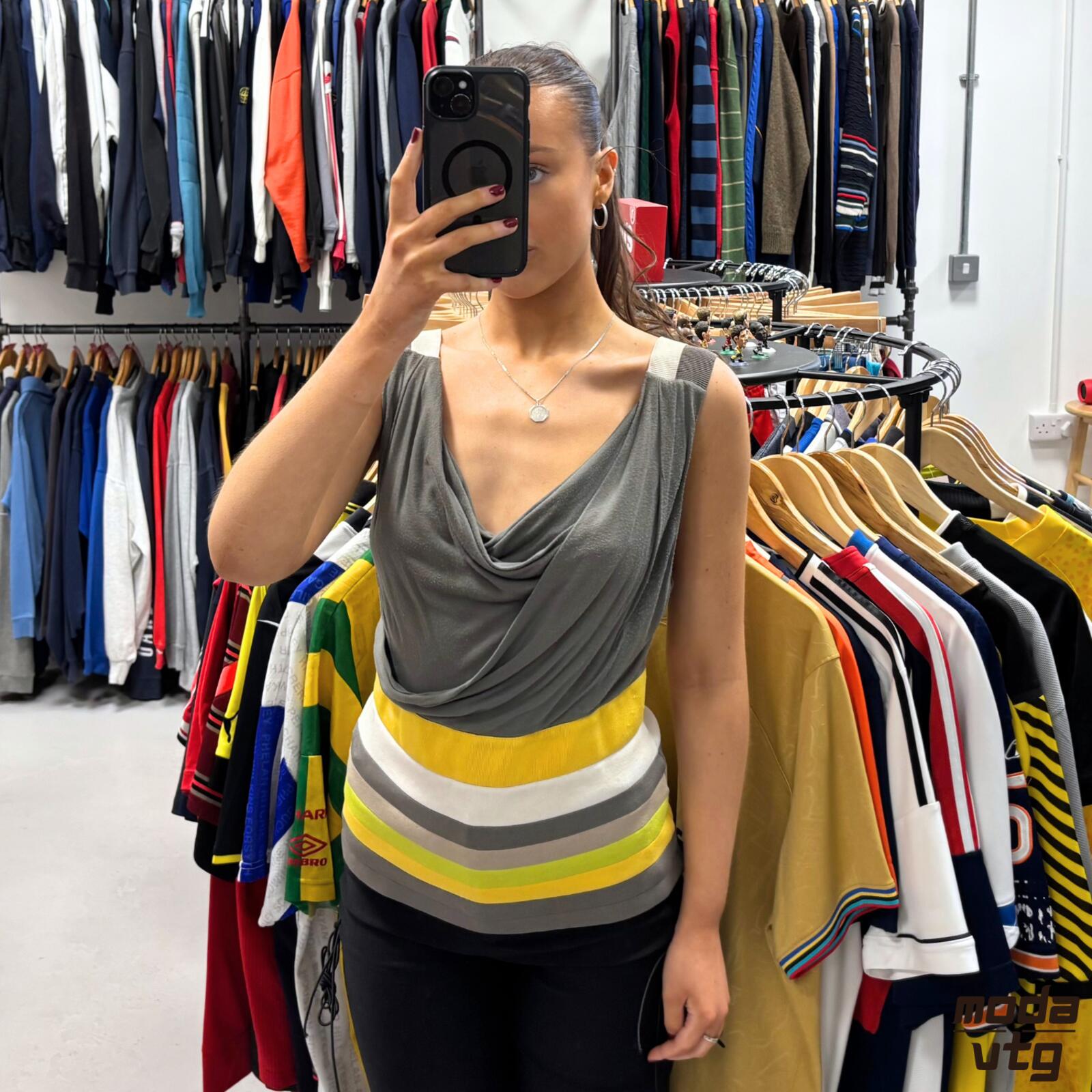 Vintage Y2K Karen Millen Draped Top Grey Medium Summer