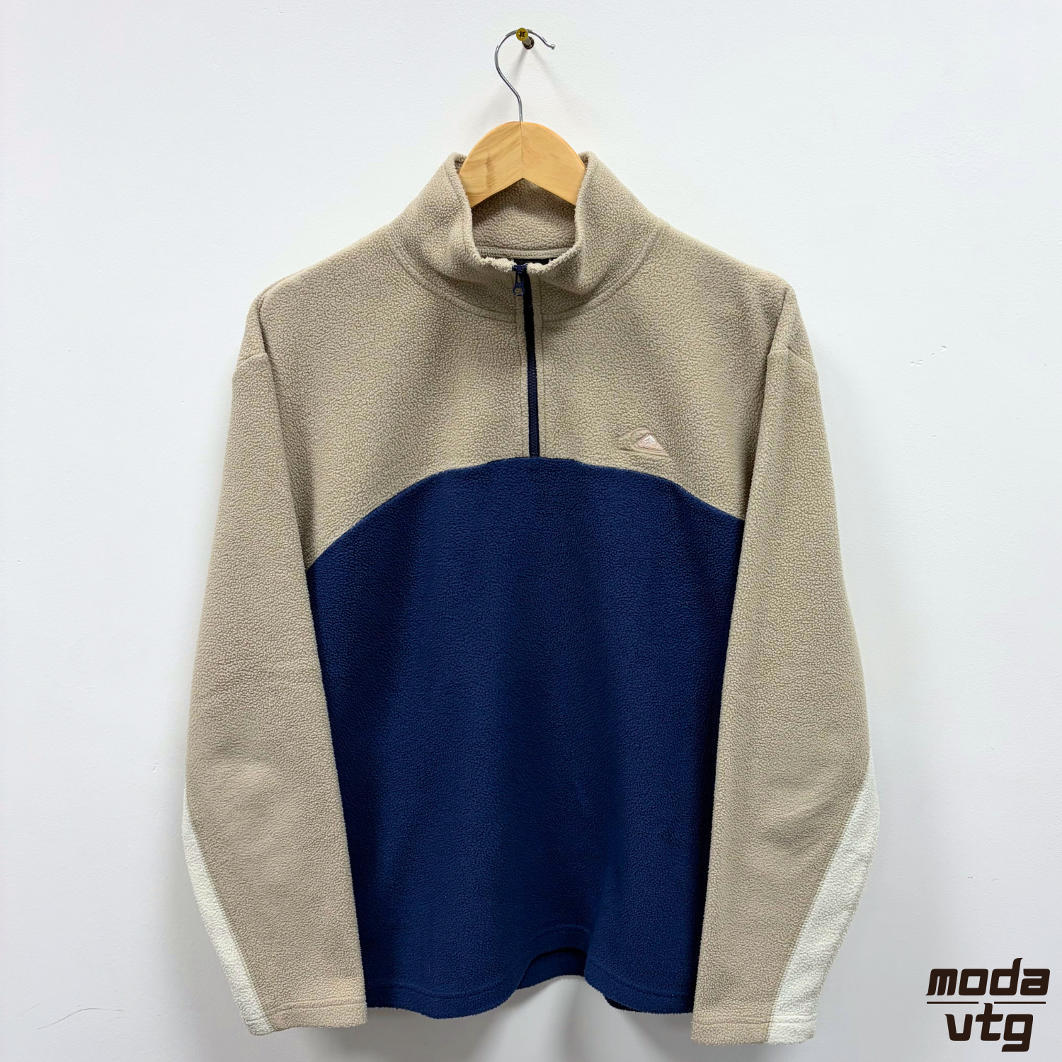 Vintage Y2K Quiksilver Fleece Beige Large Retro Quarter Zip
