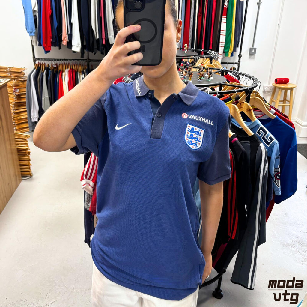 Vintage 2015/16 England Polo Navy Large Retro Nike Unisex