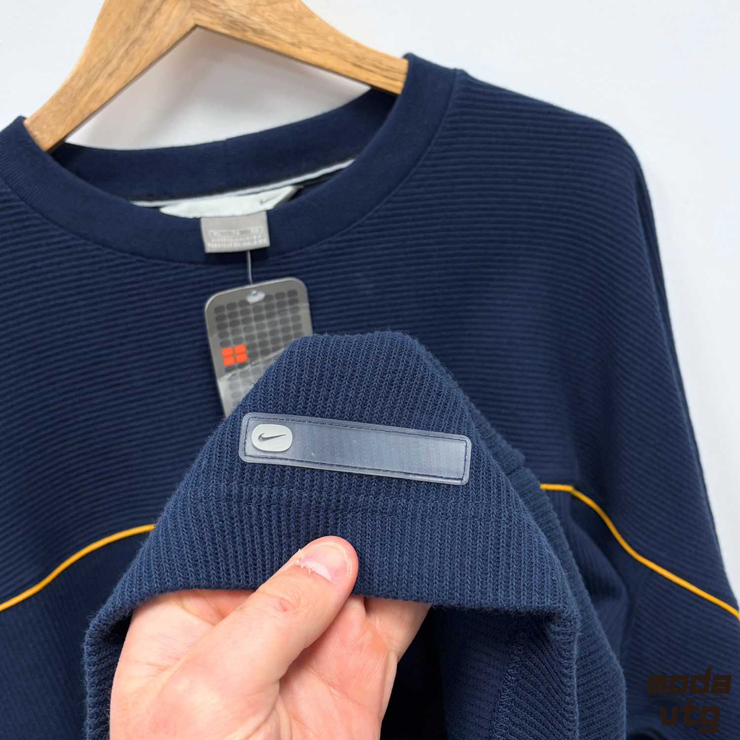 Vintage Y2K Nike Knitted Jumper Navy XL Retro Ribbed BNWT Deadstock