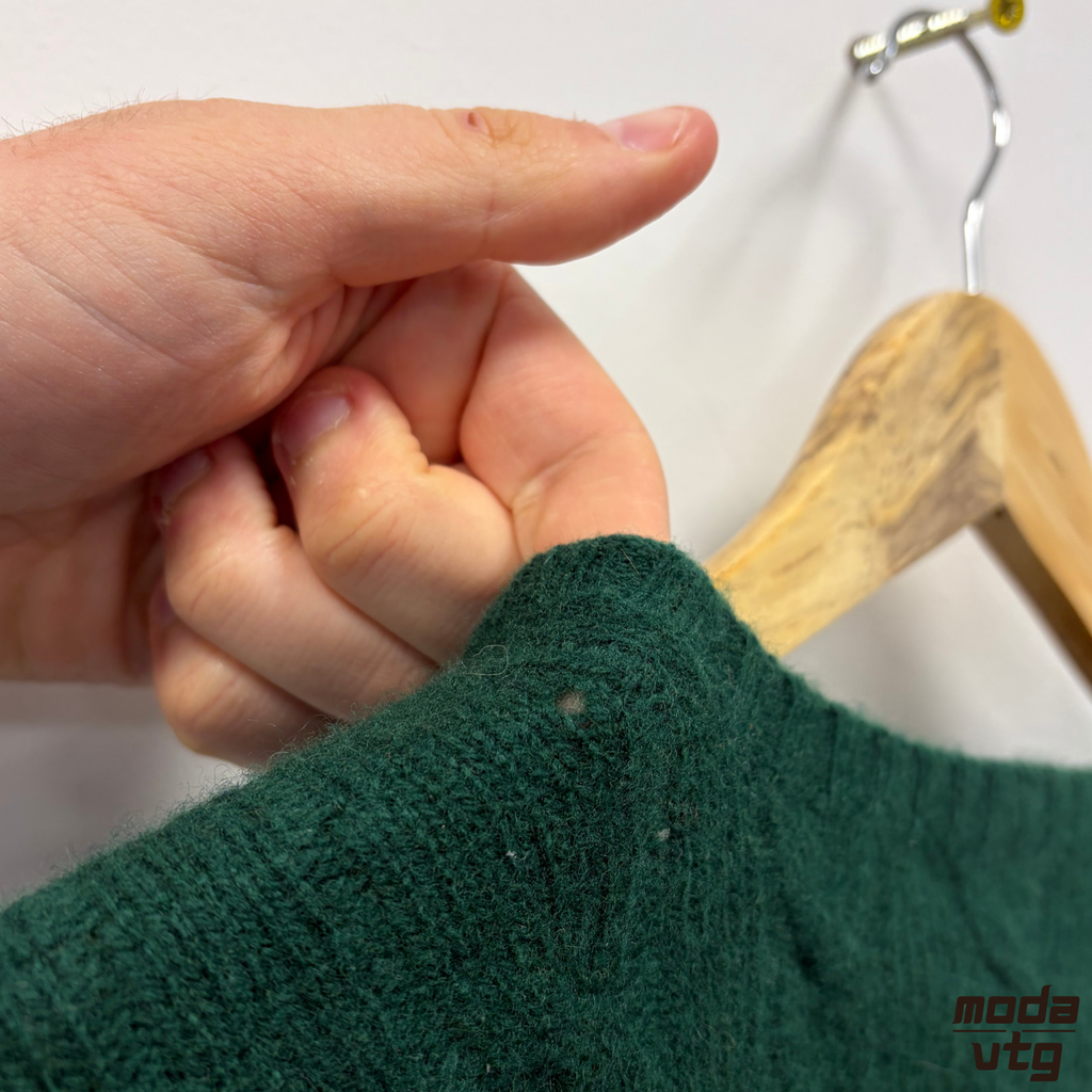 Vintage Y2K Ralph Lauren Knitted Jumper Green Small Retro Unisex Cable