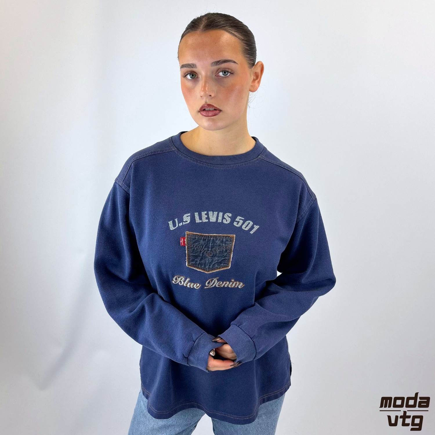 Vintage Y2K Levi’s Sweatshirt Navy Small