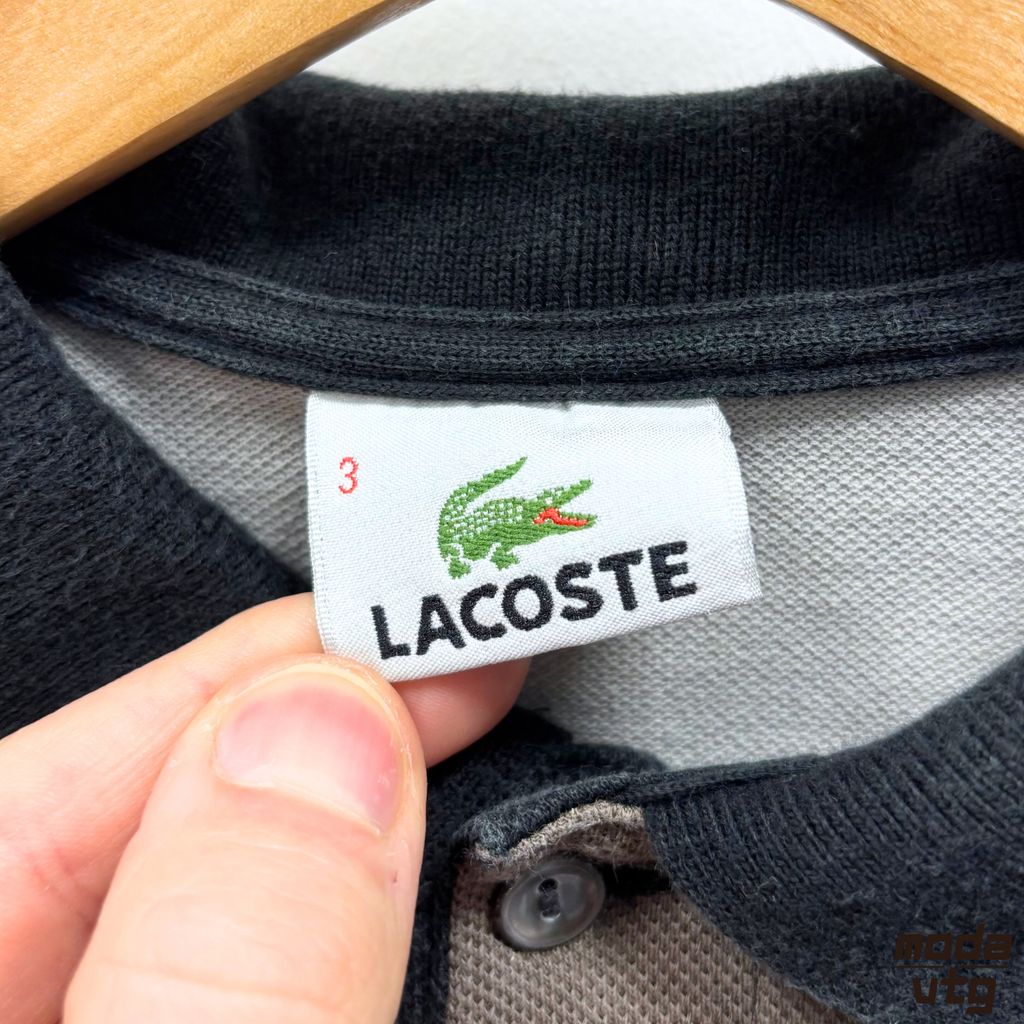 Vintage Y2K Lacoste Polo Brown Small Long Sleeve Striped Retro