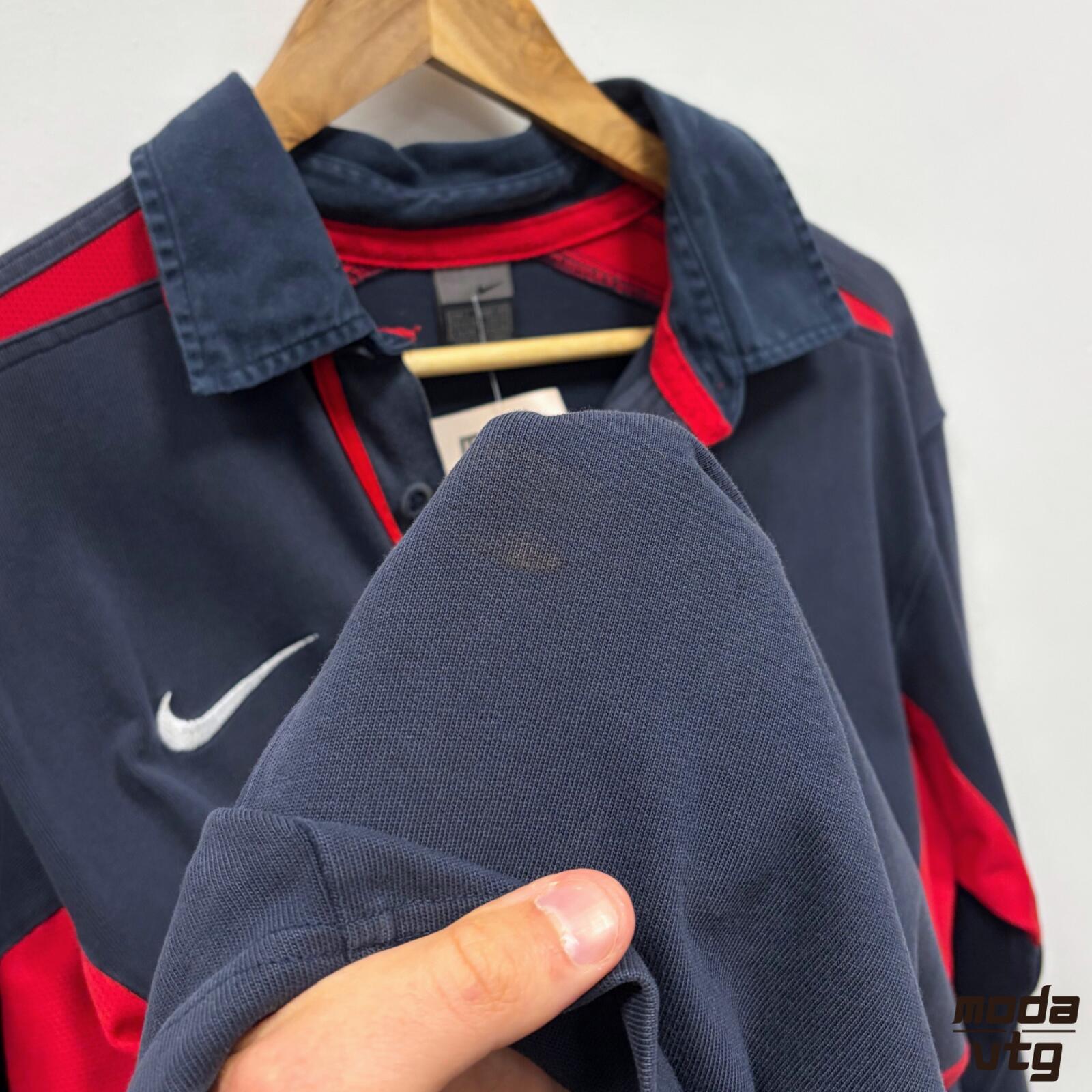 Vintage 2003 England Rugby Polo Navy Medium Nike Away Retro Unisex