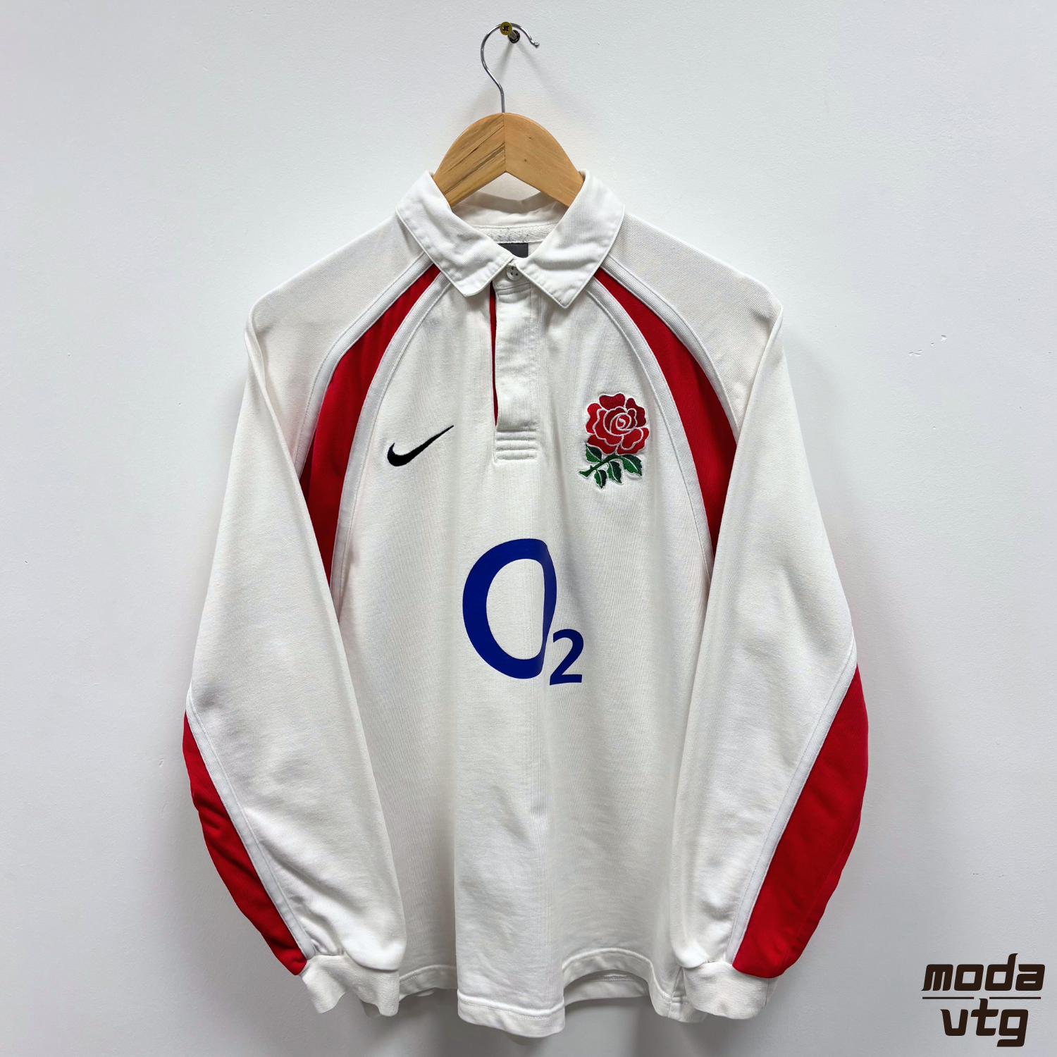 Vintage 2002/2003 England Rugby Union Nike Polo White Medium Home  Home