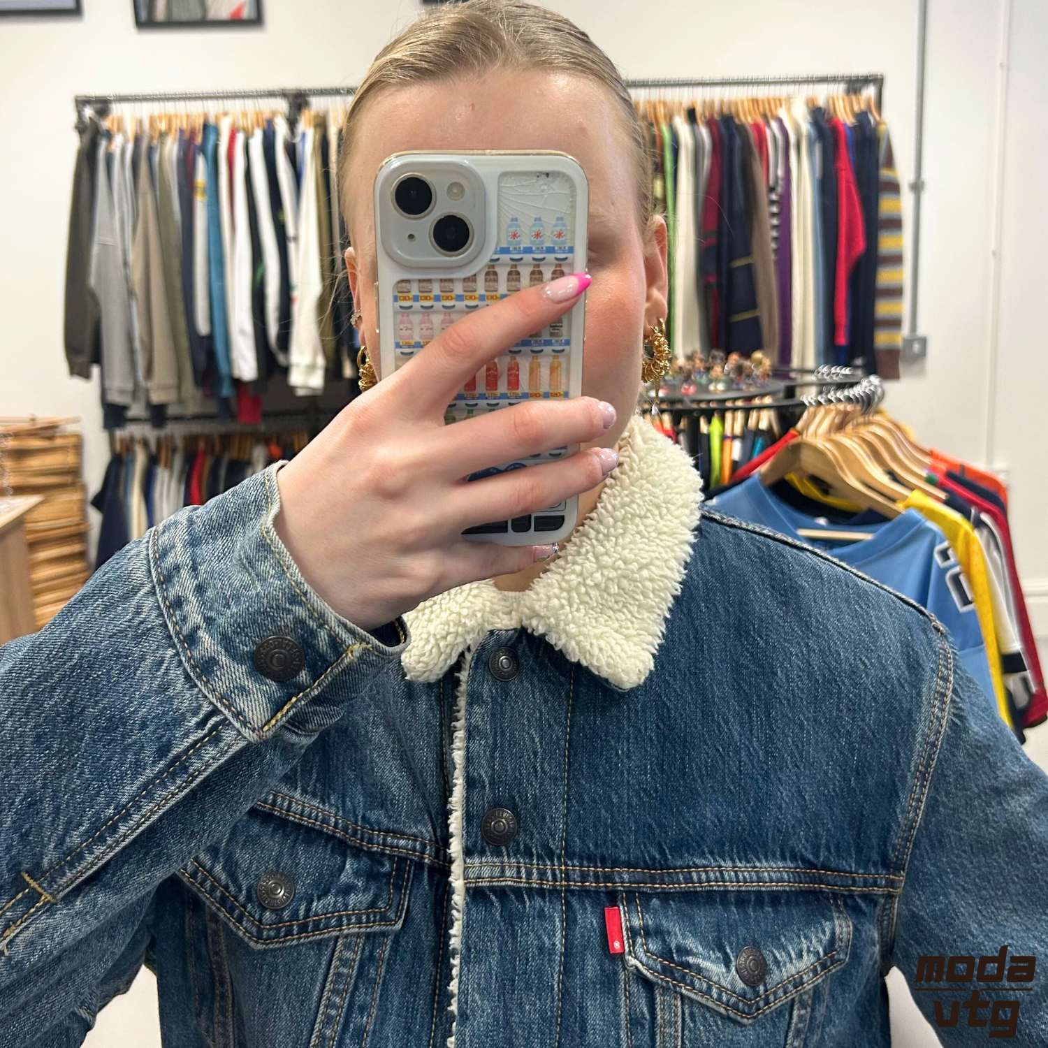 Vintage Y2K Levi’s Denim Trucker Jacket Blue Medium Unisex Sherpa