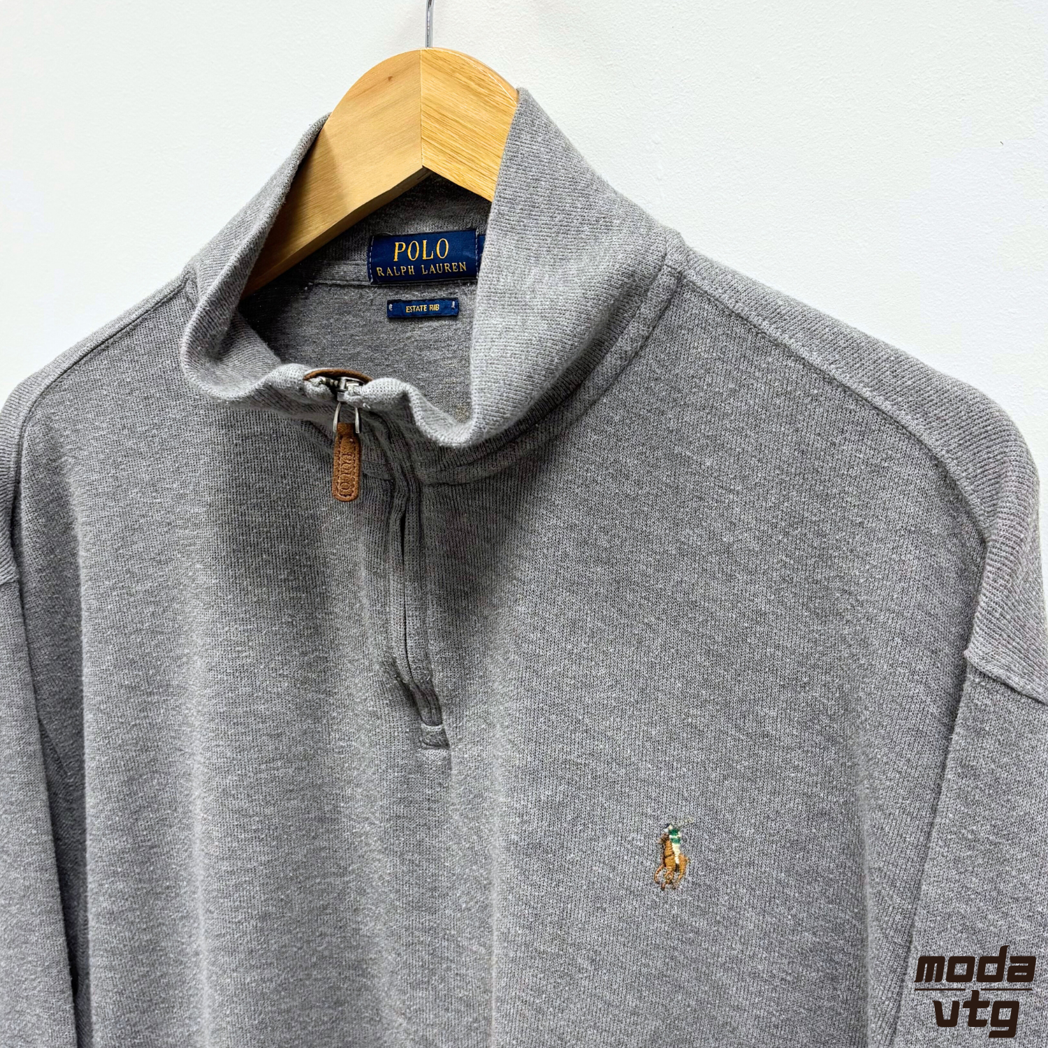 Vintage Y2K Ralph Lauren Sweatshirt Grey XL Quarter Zip