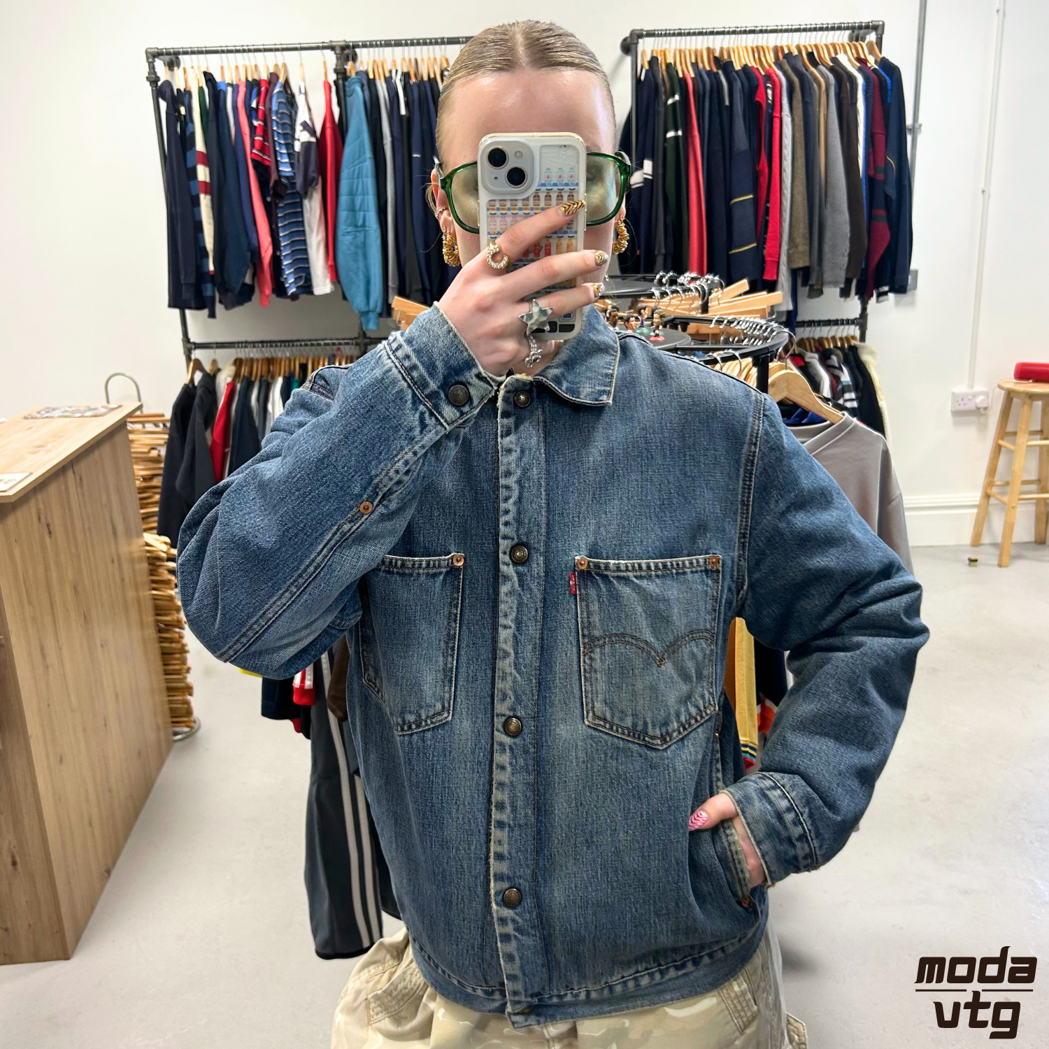 Vintage Y2K Levi’s Chore Jacket Blue Medium Denim Retro Unisex