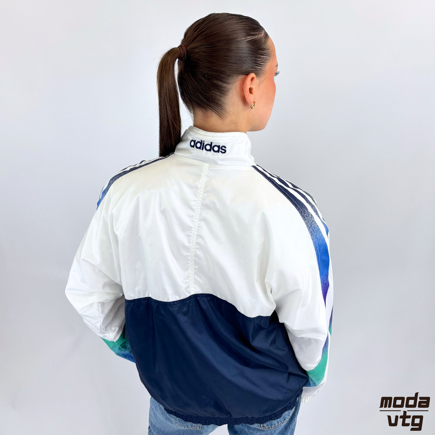 Vintage 90s Adidas Track Jacket White Medium Retro