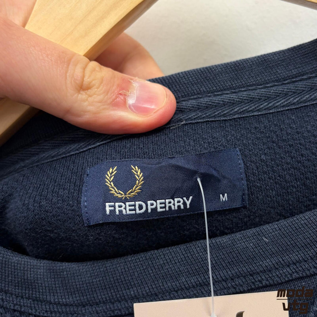 Vintage Y2K Fred Perry Sweatshirt Navy Small Unisex Retro Waffle