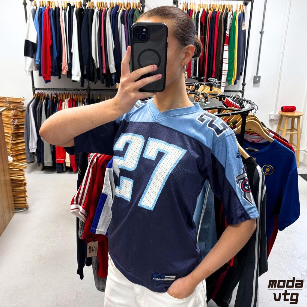 Vintage Y2K Tennessee Titans Jersey Blue Women’s Small Adidas Eddie George NFL