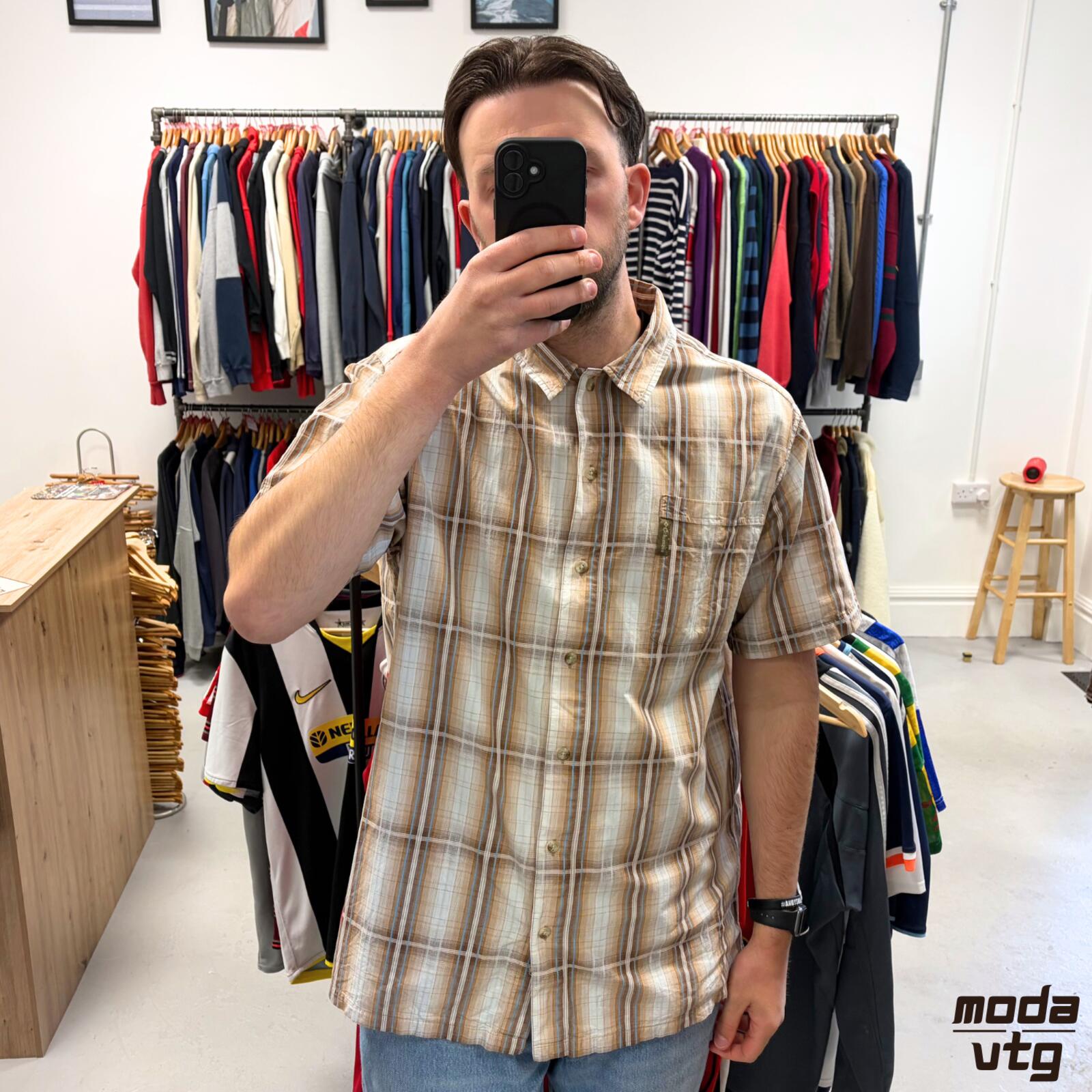 Vintage Y2K Columbia Shirt Brown XXL Checked Retro