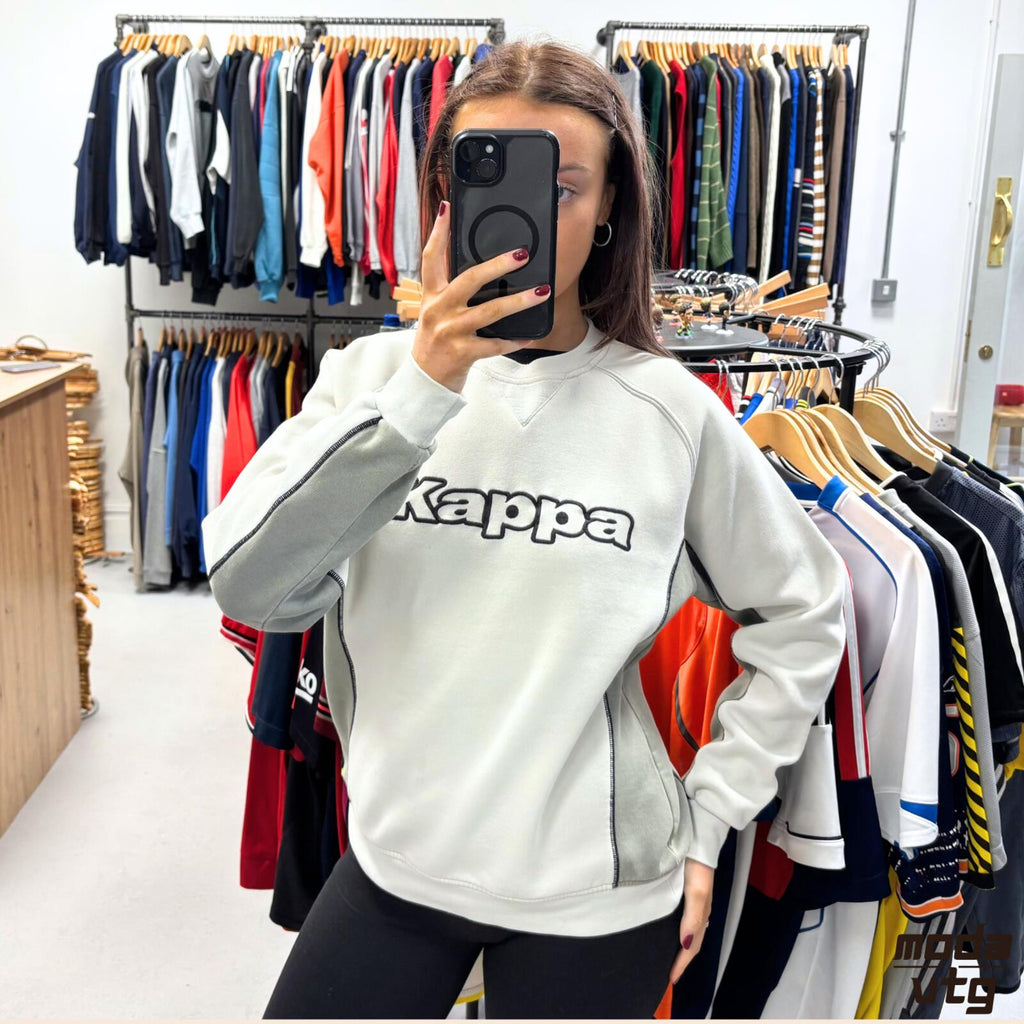 Vintage 90s Kappa Sweatshirt Beige Small Retro Unisex