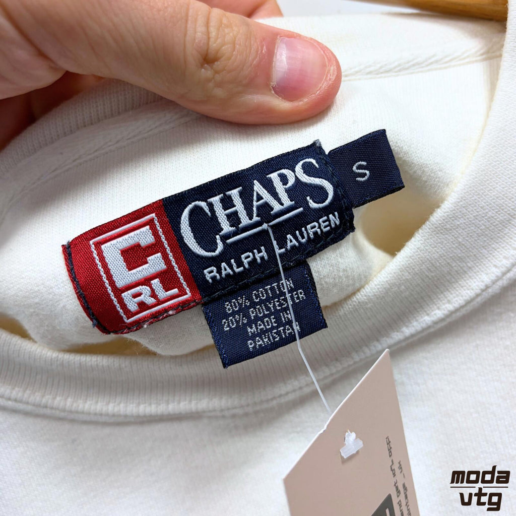 Vintage Y2K Chaps Ralph Lauren Sweatshirt White Small Retro Unisex
