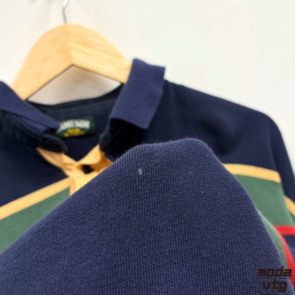 Vintage Y2K Jameson Irish Whisky Rugby Polo Large Striped