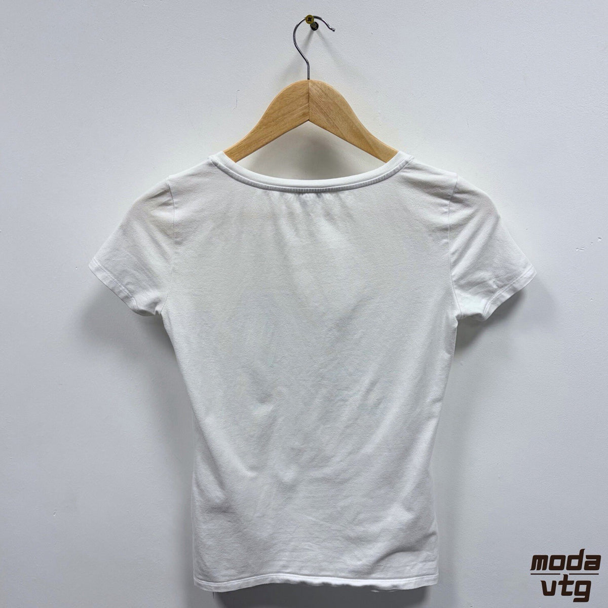 Armani Jeans T-Shirt White Womens Small Y2K Vintage Retro Summer Printed Design