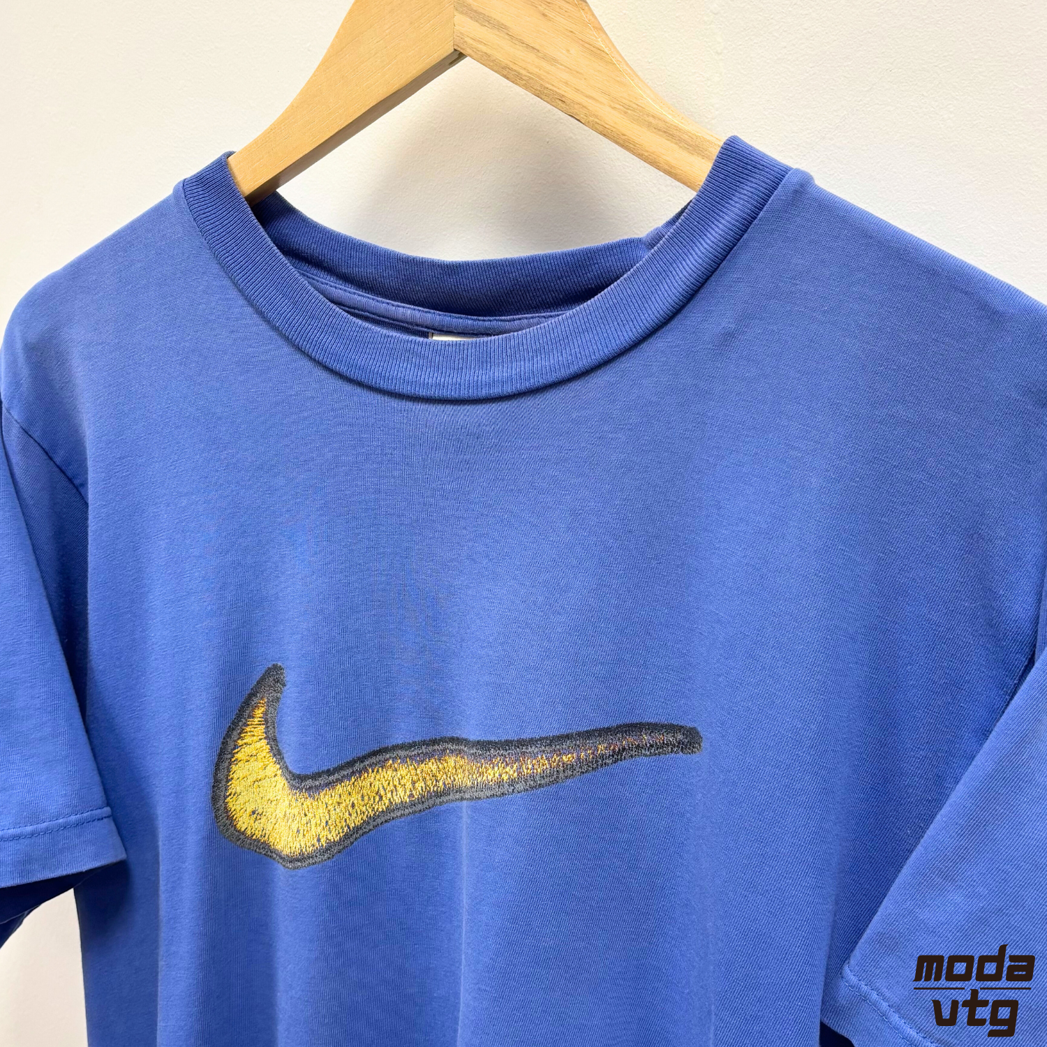 Vintage 90s Nike T-Shirt Blue Small Holiday Summer Swoosh