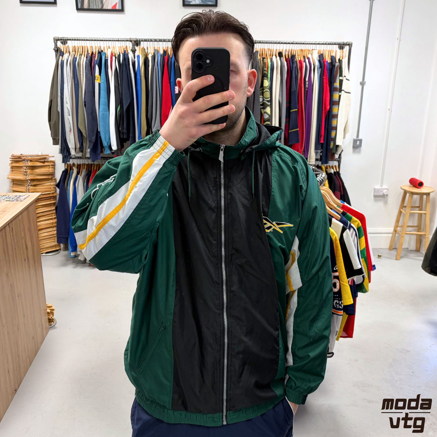 Vintage Y2K Reebok Track Jacket Green XXL Retro Festivals