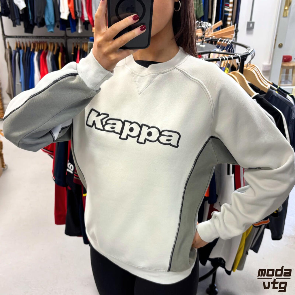 Vintage 90s Kappa Sweatshirt Beige Small Retro Unisex