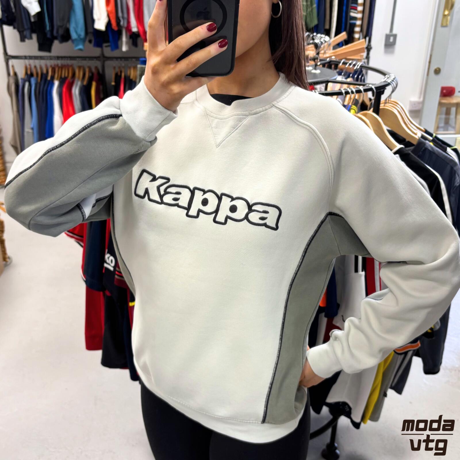 Vintage 90s Kappa Sweatshirt Beige Small Retro Unisex