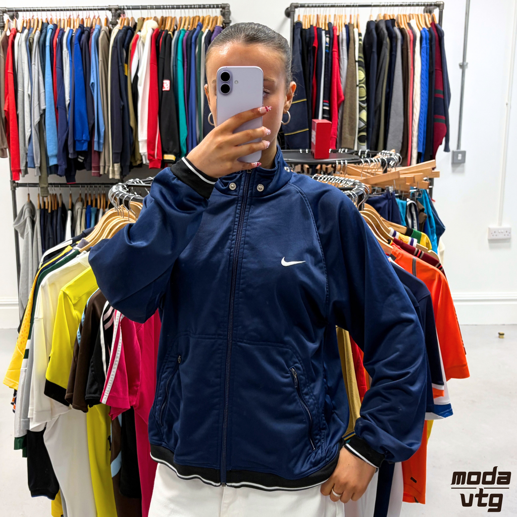 Vintage 90s Nike Track Jacket Navy Small Unisex Retro