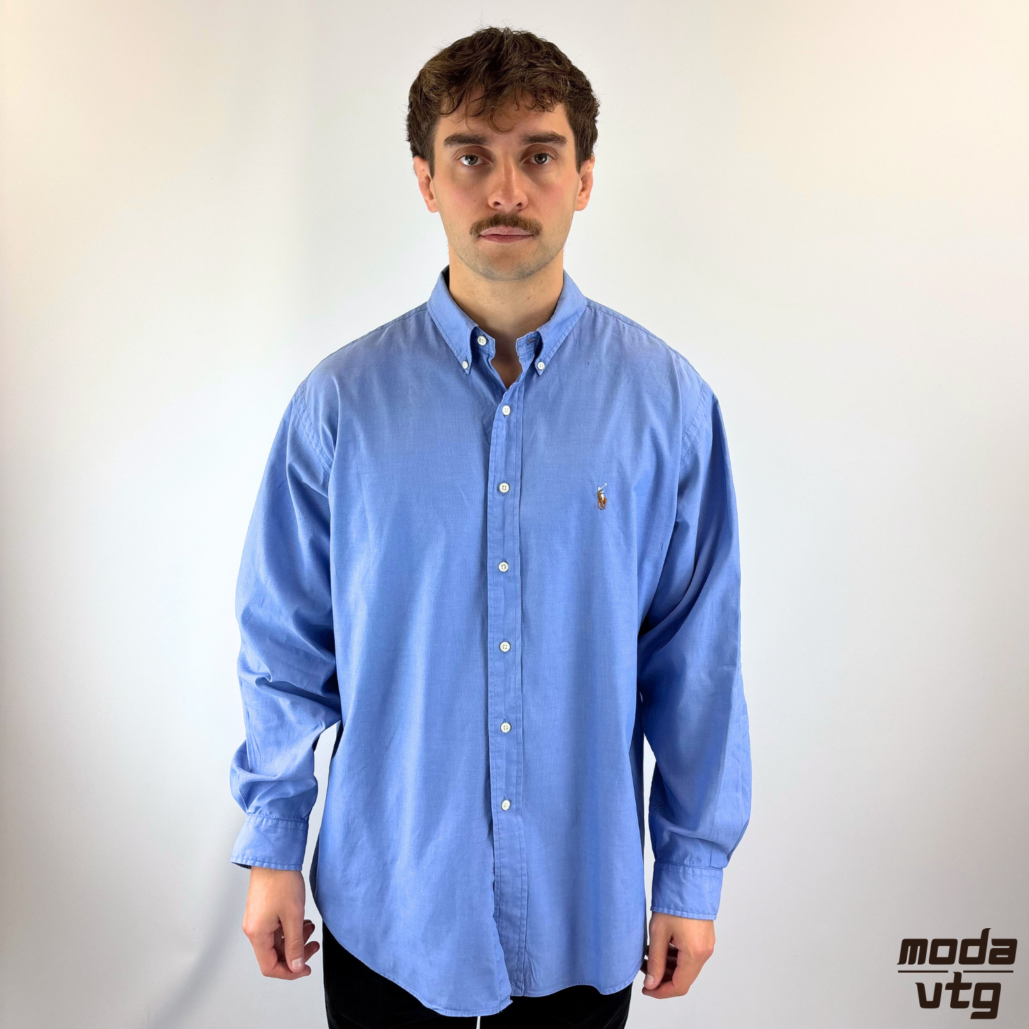 Vintage 90s Ralph Lauren Shirt Blue XL Yarmouth Cotton