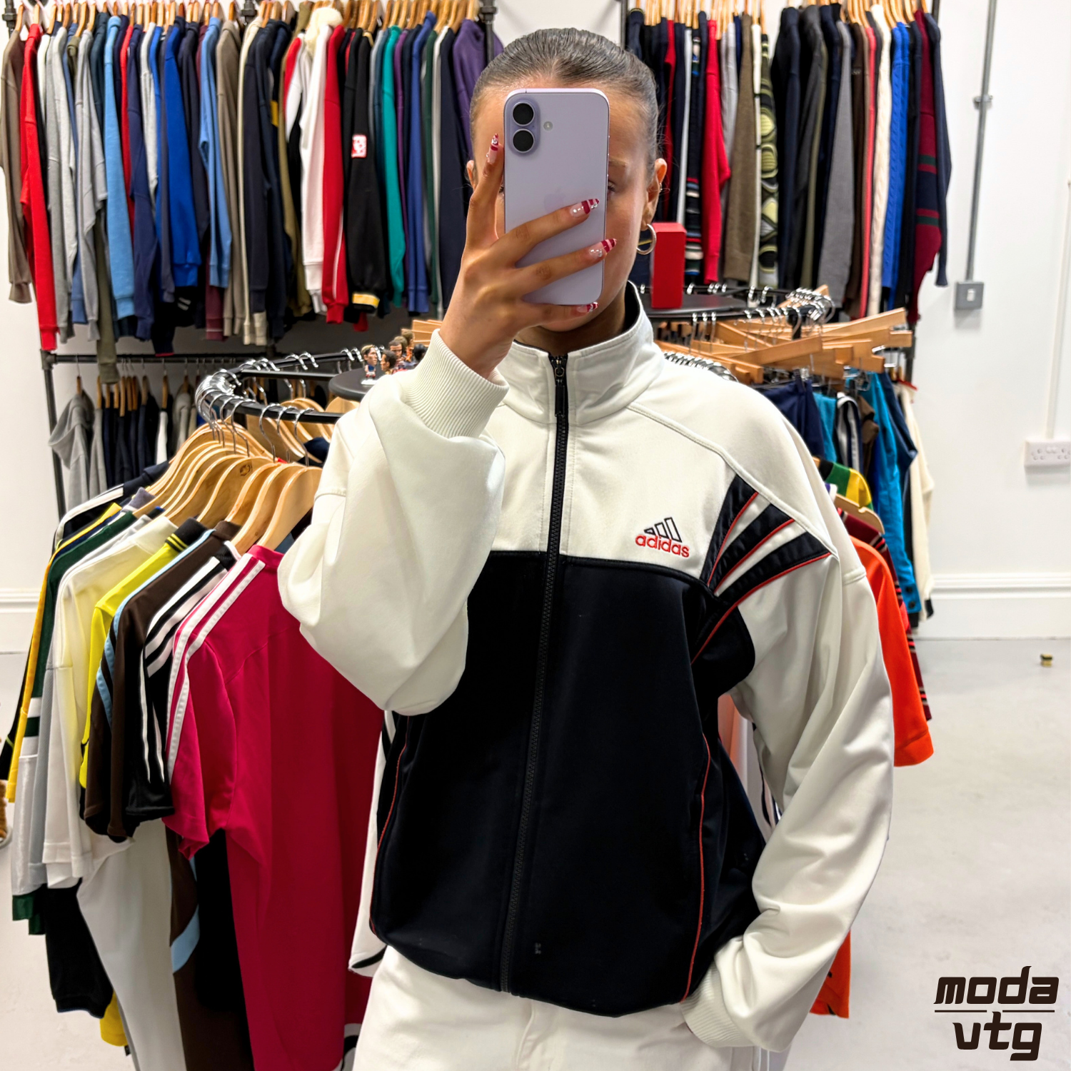 Vintage 90s Adidas Track Jacket White Large Unisex Retro