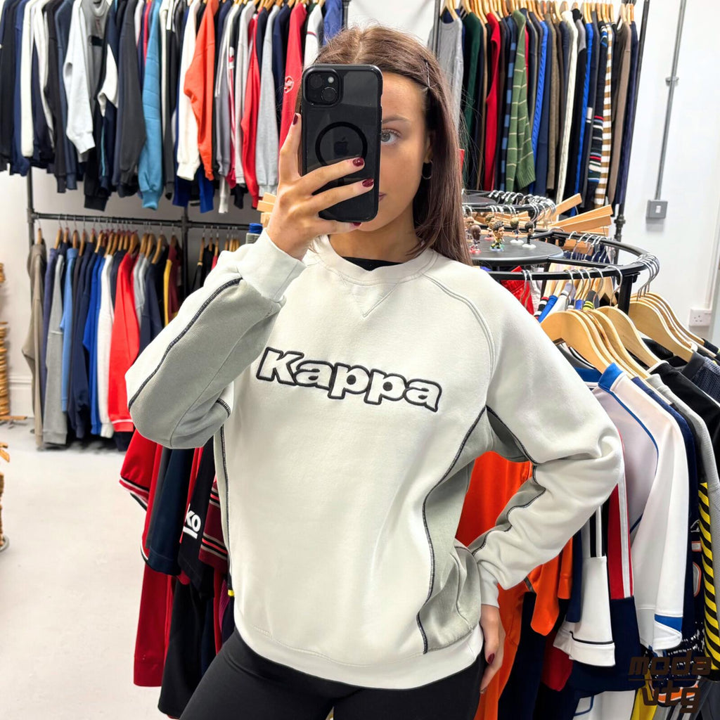 Vintage 90s Kappa Sweatshirt Beige Small Retro Unisex