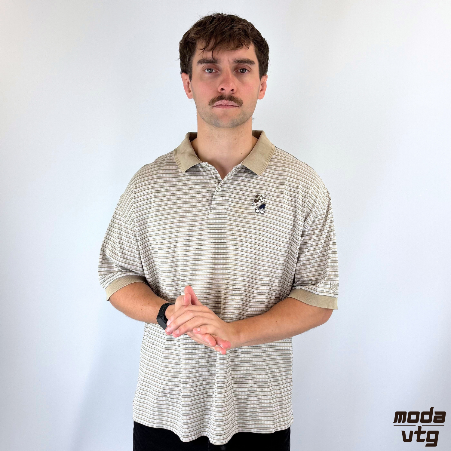 Vintage Y2K Nike Golf Disney Polo Beige XL Striped