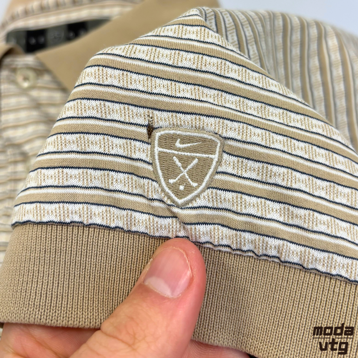 Vintage Y2K Nike Golf Disney Polo Beige XL Striped