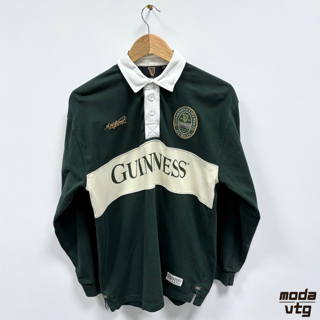 Vintage Y2K Guinness Rugby Polo Green Medium