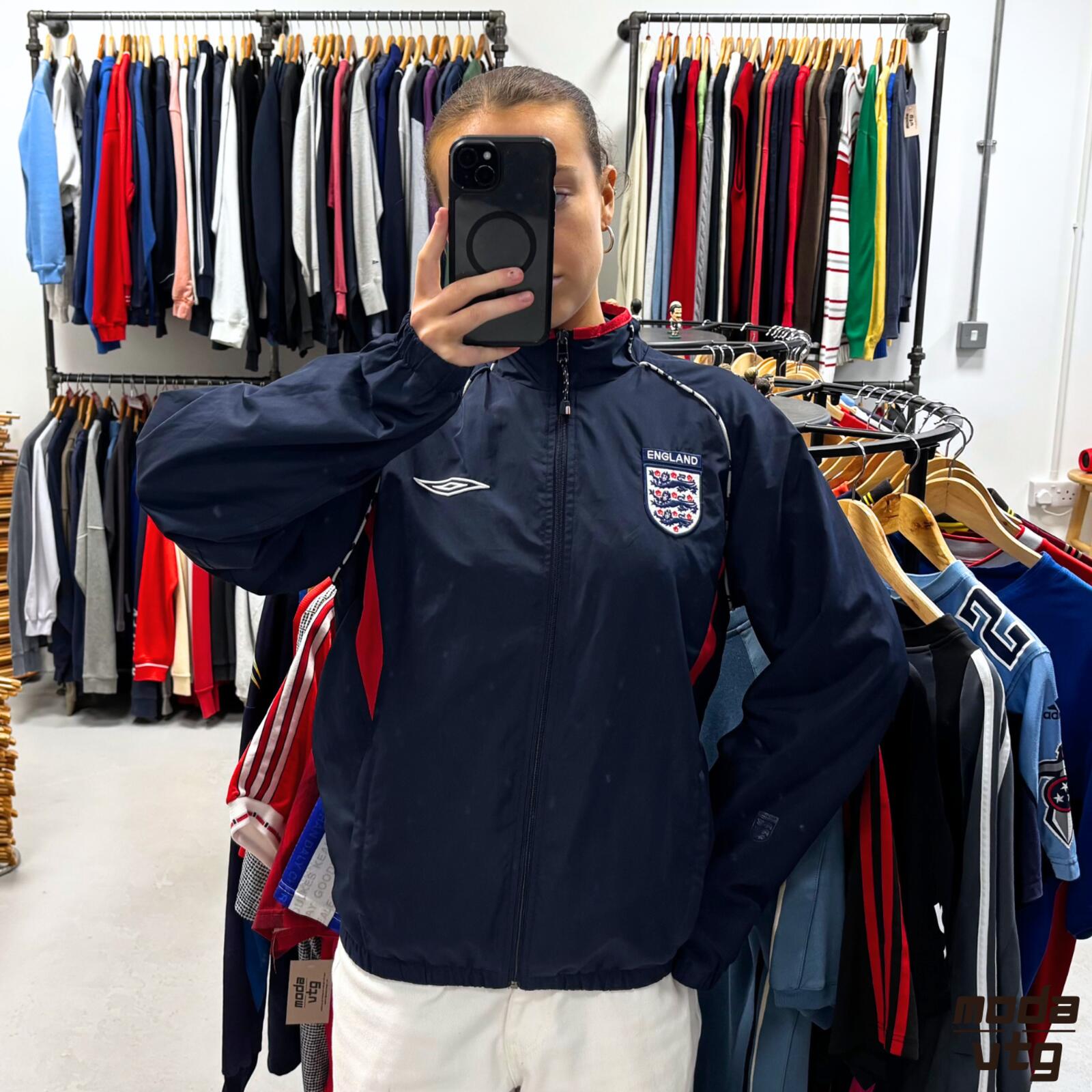 Vintage Y2K England Track Jack Navy Small Unisex Retro Umbro
