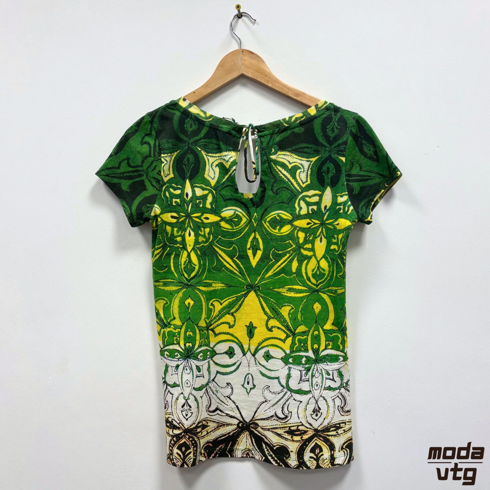 Vintage Y2K Desigual Top Green Small Summer Floral